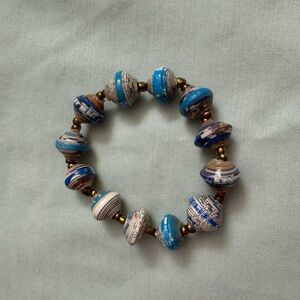 Handmade paper mache bead bracelet from Haiti. Brand new.